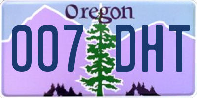 OR license plate 007DHT