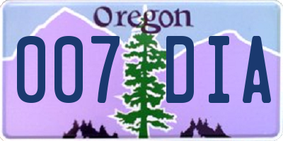 OR license plate 007DIA