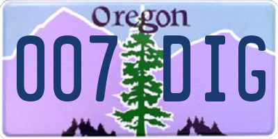 OR license plate 007DIG