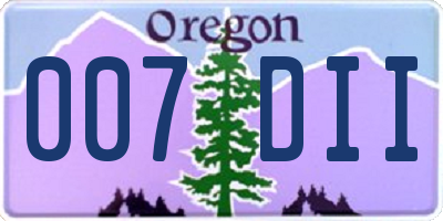 OR license plate 007DII