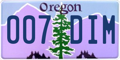 OR license plate 007DIM