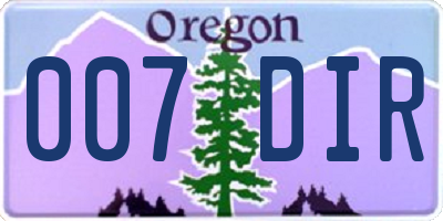 OR license plate 007DIR