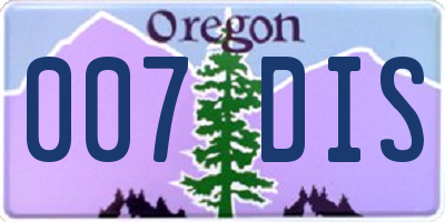 OR license plate 007DIS