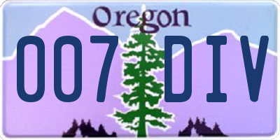 OR license plate 007DIV