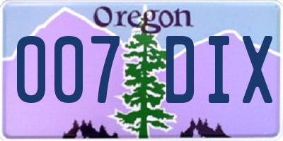 OR license plate 007DIX