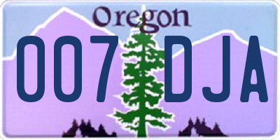 OR license plate 007DJA