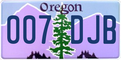 OR license plate 007DJB