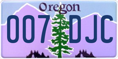 OR license plate 007DJC