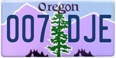 OR license plate 007DJE