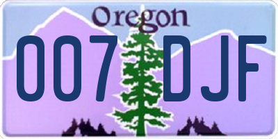 OR license plate 007DJF