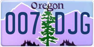 OR license plate 007DJG