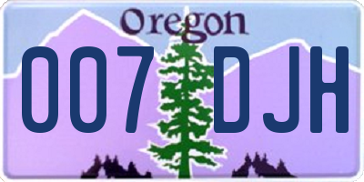 OR license plate 007DJH