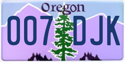 OR license plate 007DJK