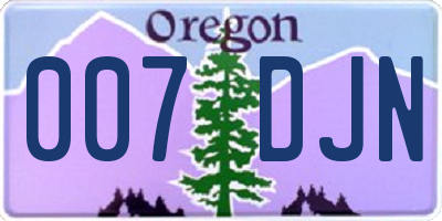 OR license plate 007DJN