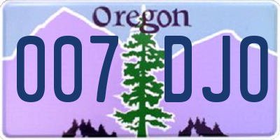 OR license plate 007DJO