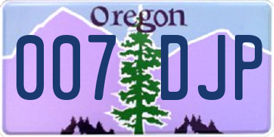 OR license plate 007DJP