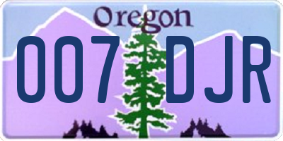 OR license plate 007DJR