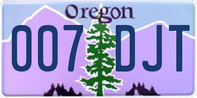 OR license plate 007DJT