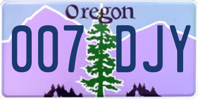 OR license plate 007DJY