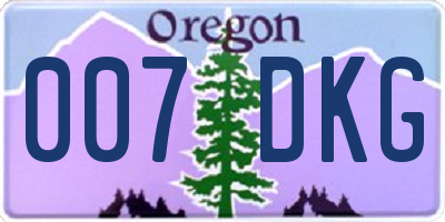OR license plate 007DKG