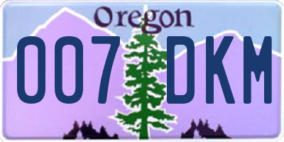 OR license plate 007DKM