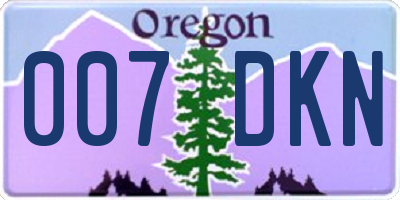 OR license plate 007DKN