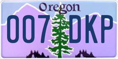 OR license plate 007DKP