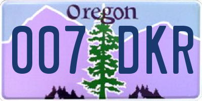 OR license plate 007DKR