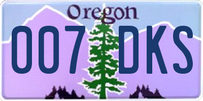 OR license plate 007DKS