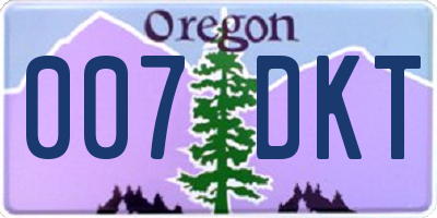 OR license plate 007DKT