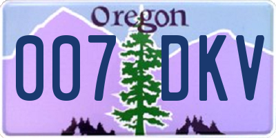 OR license plate 007DKV