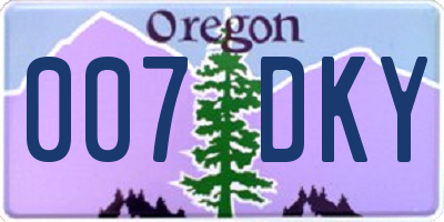 OR license plate 007DKY