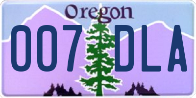 OR license plate 007DLA