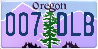 OR license plate 007DLB