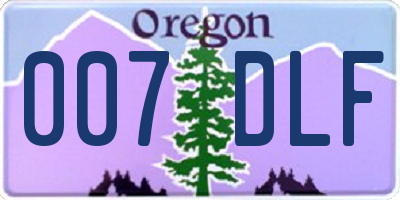 OR license plate 007DLF
