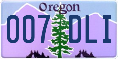 OR license plate 007DLI
