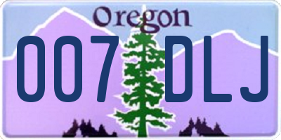 OR license plate 007DLJ