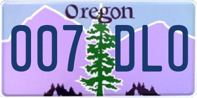 OR license plate 007DLO