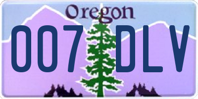 OR license plate 007DLV