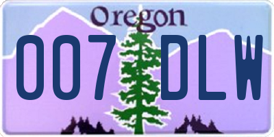 OR license plate 007DLW