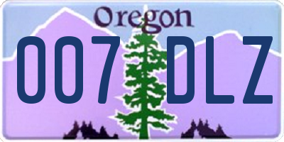 OR license plate 007DLZ