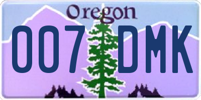 OR license plate 007DMK