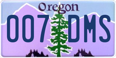 OR license plate 007DMS