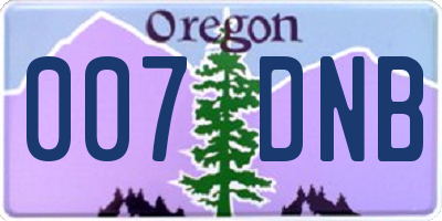 OR license plate 007DNB