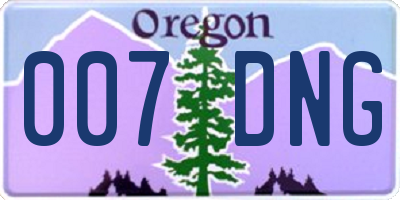 OR license plate 007DNG