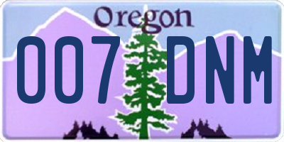 OR license plate 007DNM