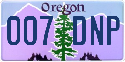 OR license plate 007DNP