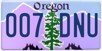 OR license plate 007DNU