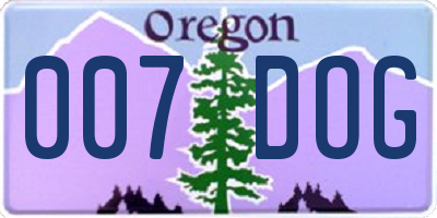 OR license plate 007DOG
