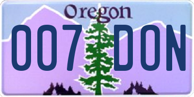OR license plate 007DON